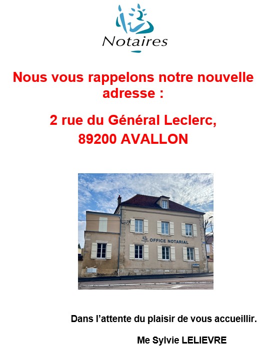 nouvelle adresse SELARL Sylvie LELIEVRE